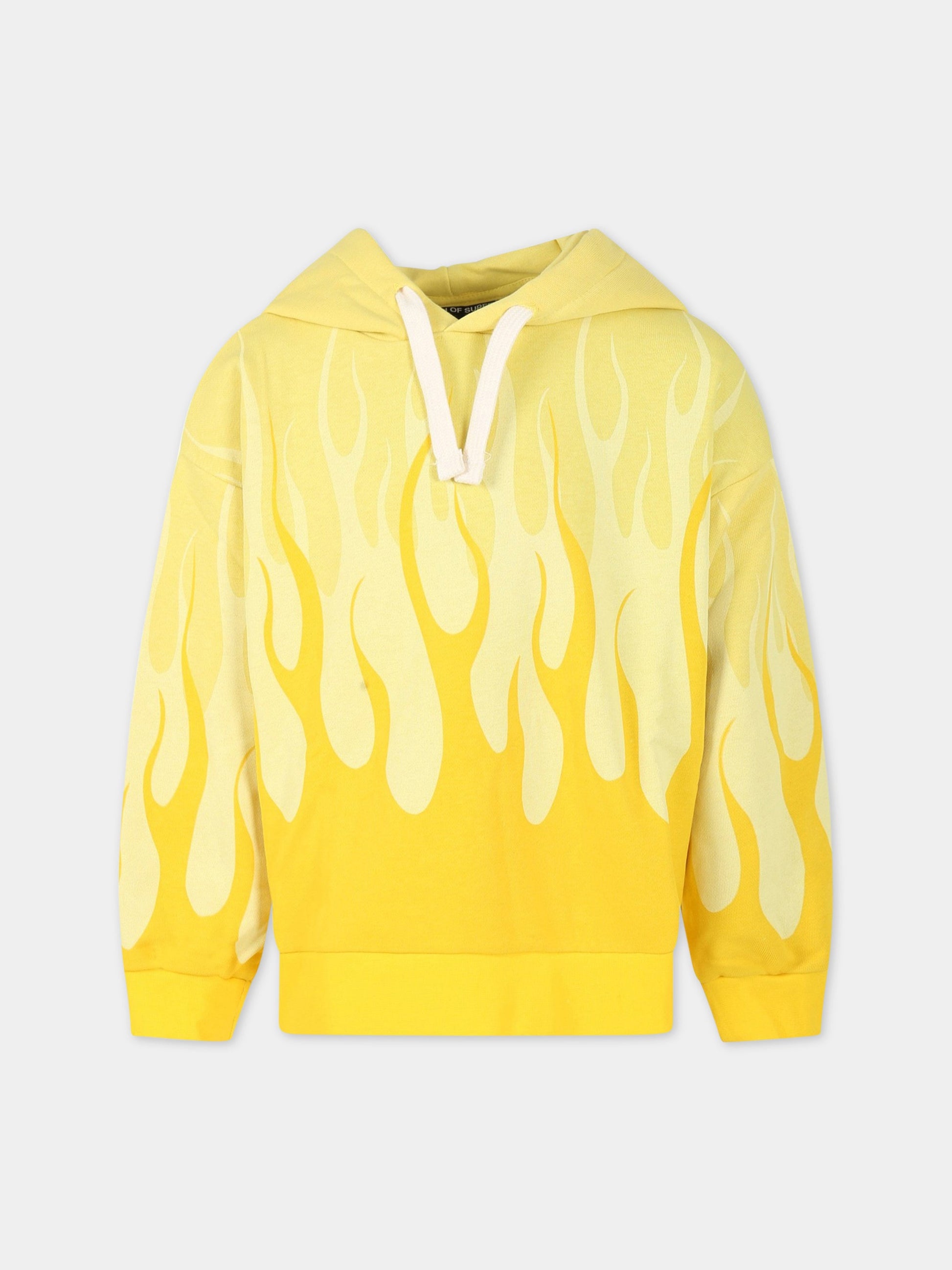 Felpa gialla per bambino con logo,Vision Of Super,MFV3108J GIALLO