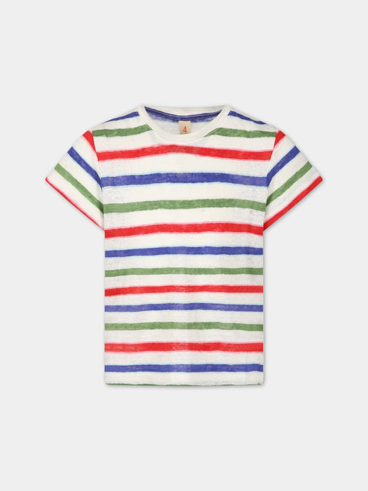 T-shirt multicolor per bambina a righe,Bellerose,MIO31 T1302S STC