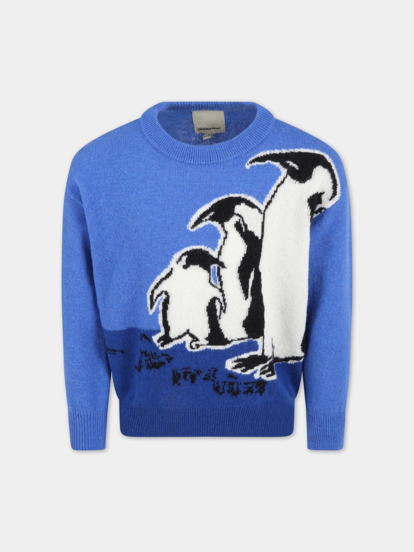 Maglione blu per bambino con pinguini,Armani Junior,6L4MZA 1M5FZ F962