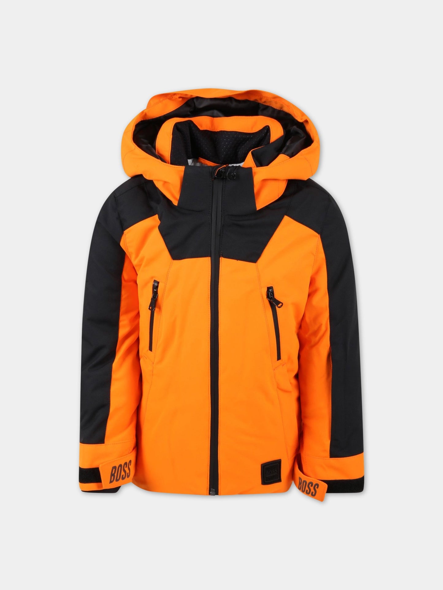 Parka arancione per bambino con loghi,Hugo Boss,J2641A 417