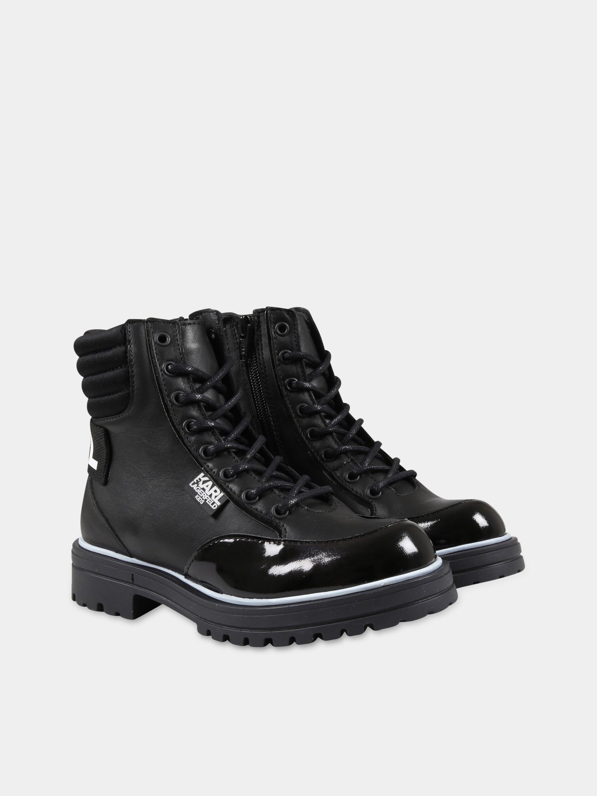 Stivali neri per bambini con logo,Karl Lagerfeld Kids,Z19063 09B