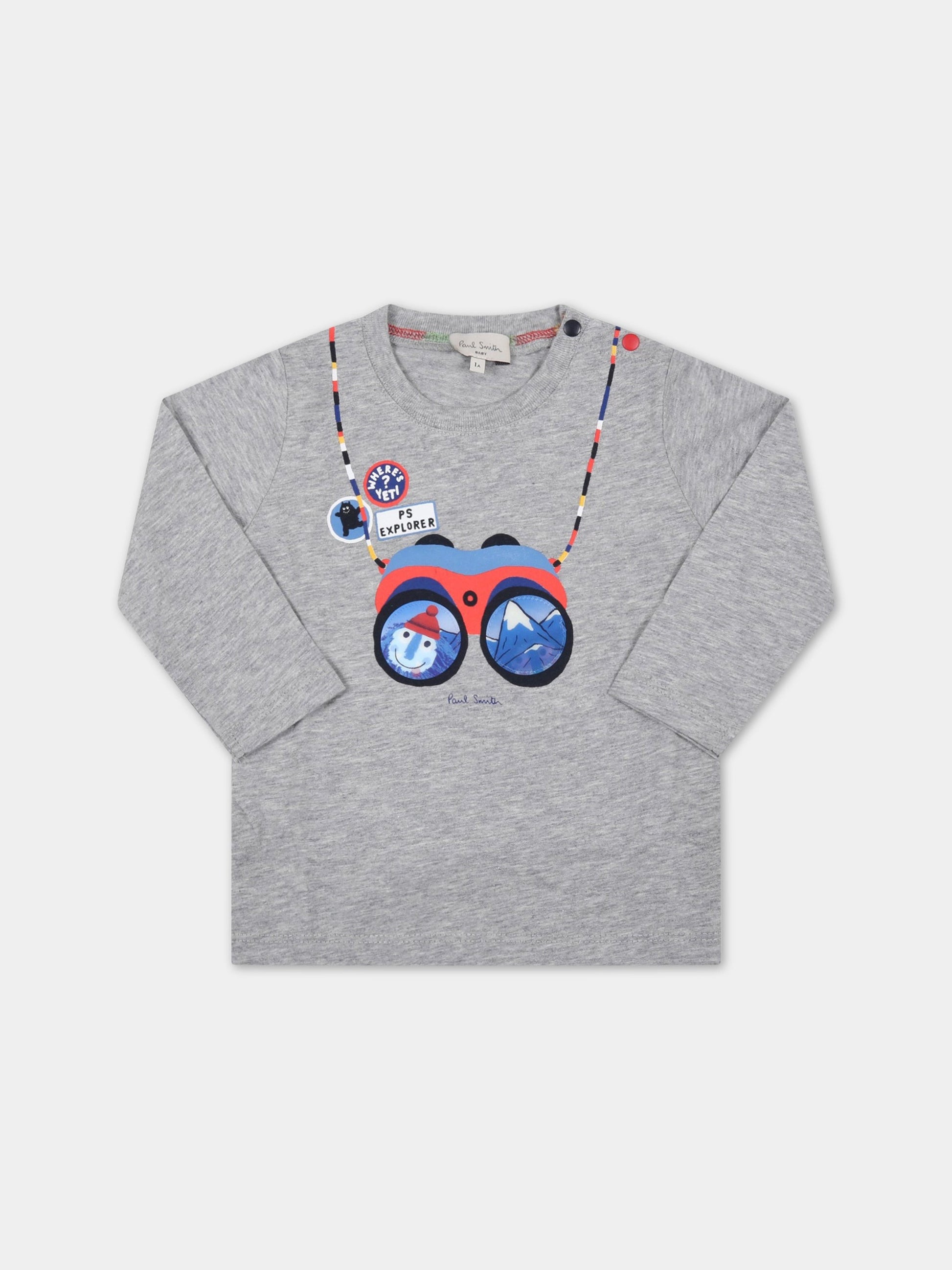 T-shirt grigia per neonato con stampa,Paul Smith Junior,P05069 A53