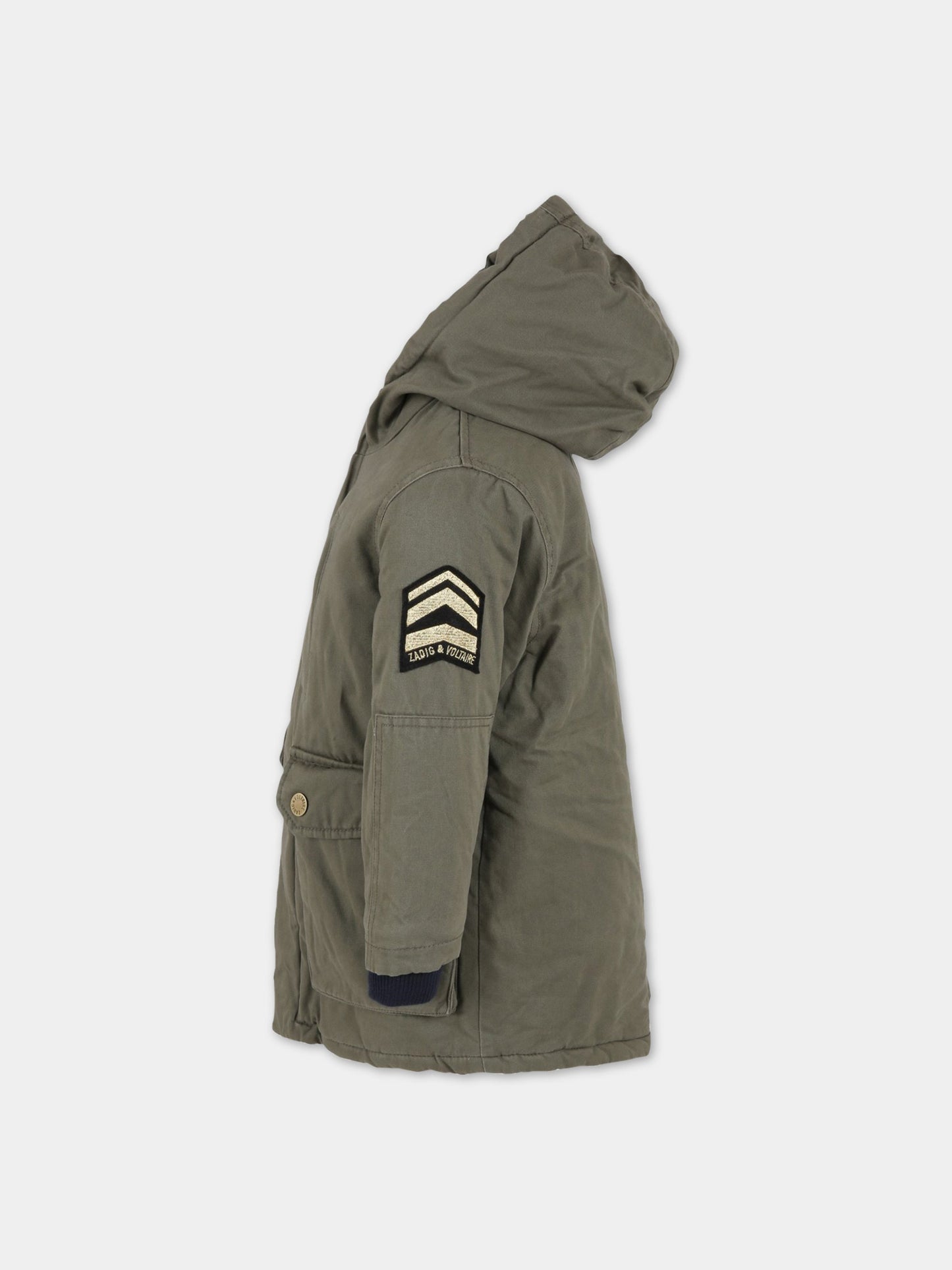 Parka verde per bambina,Zadig & Voltaire Kids,X26046 655