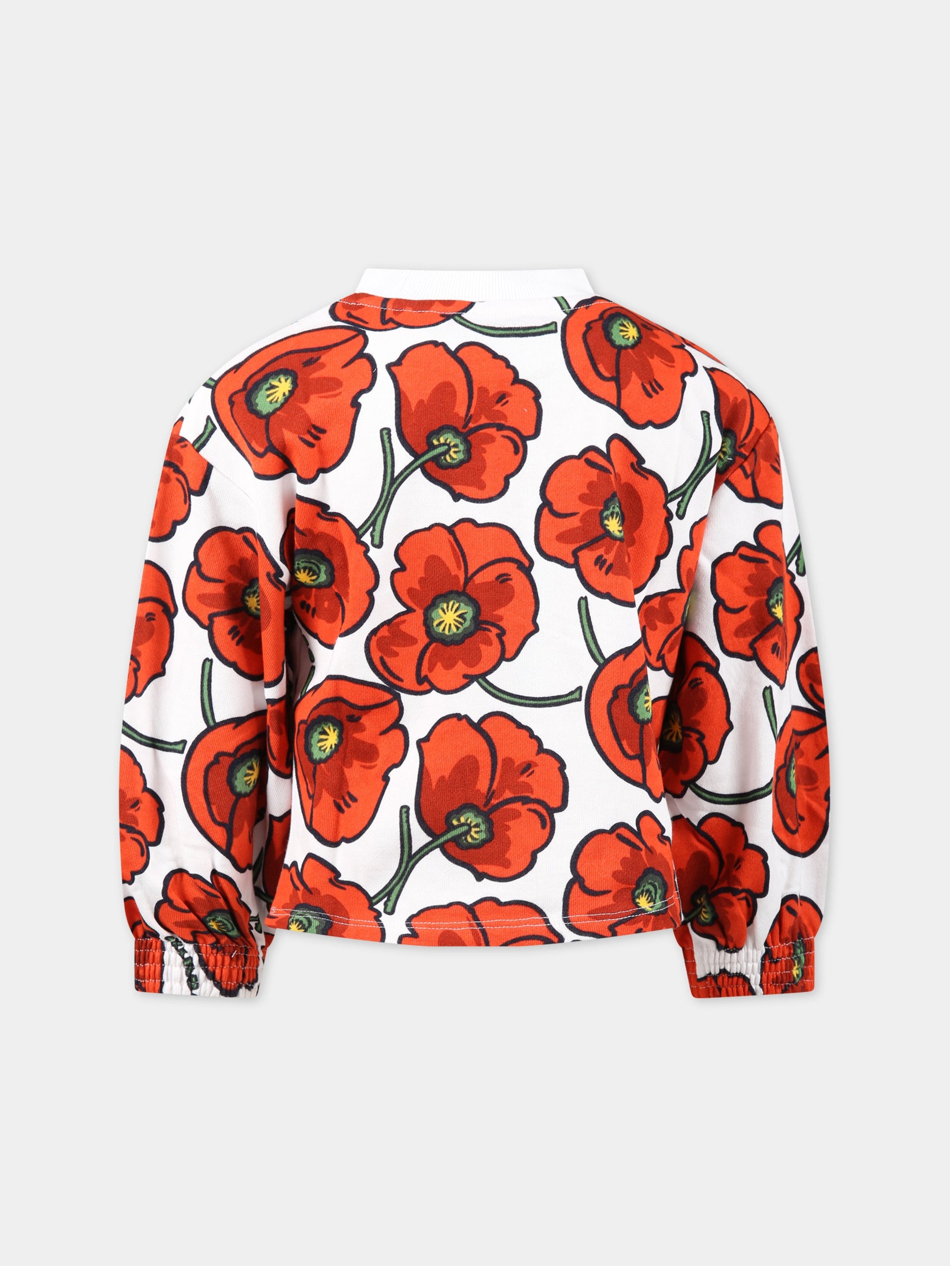 Felpa multicolor per bambina con iconico papavero rosso e logo,Kenzo Kids,K15670 189