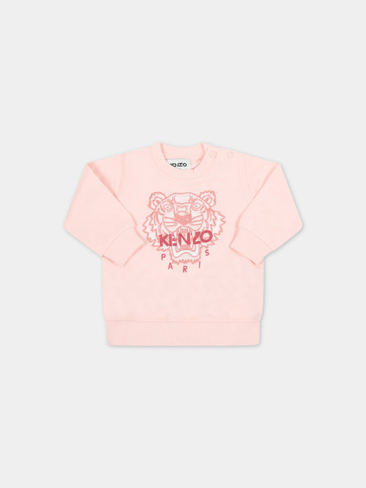 Felpa rosa per neonata con tigre,Kenzo Kids,K05082 477