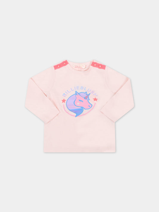 T-shirt rosa per neonata con unicorno,Billieblush,U05363 45S