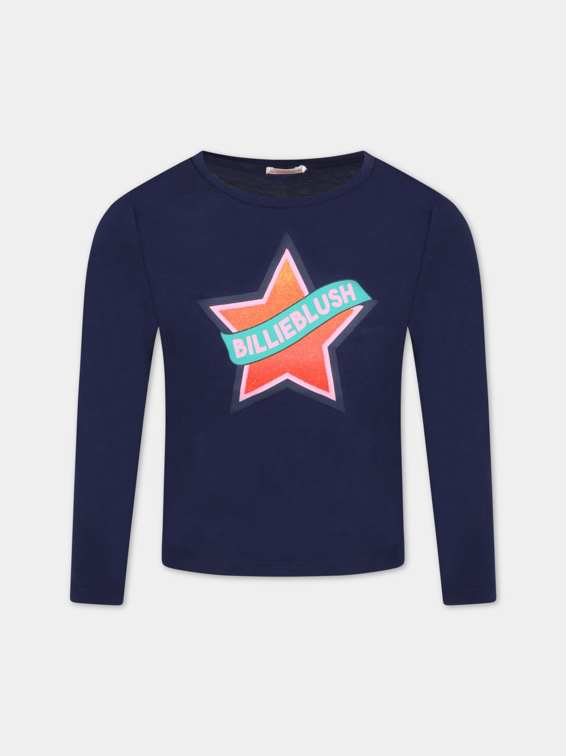 T-shirt blu per bambina con stella,Billieblush,U15924 85T
