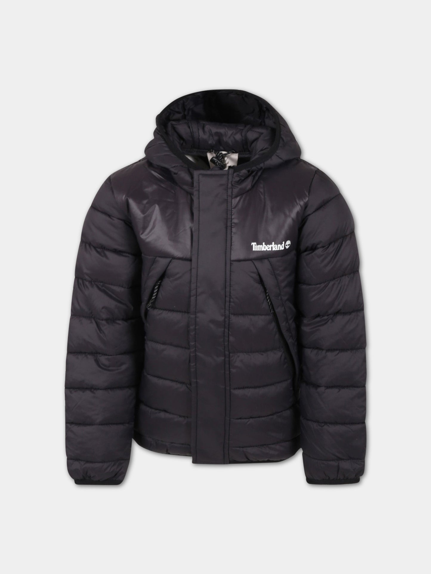 Piumino nero per bambino con logo,Timberland,T26550 09B