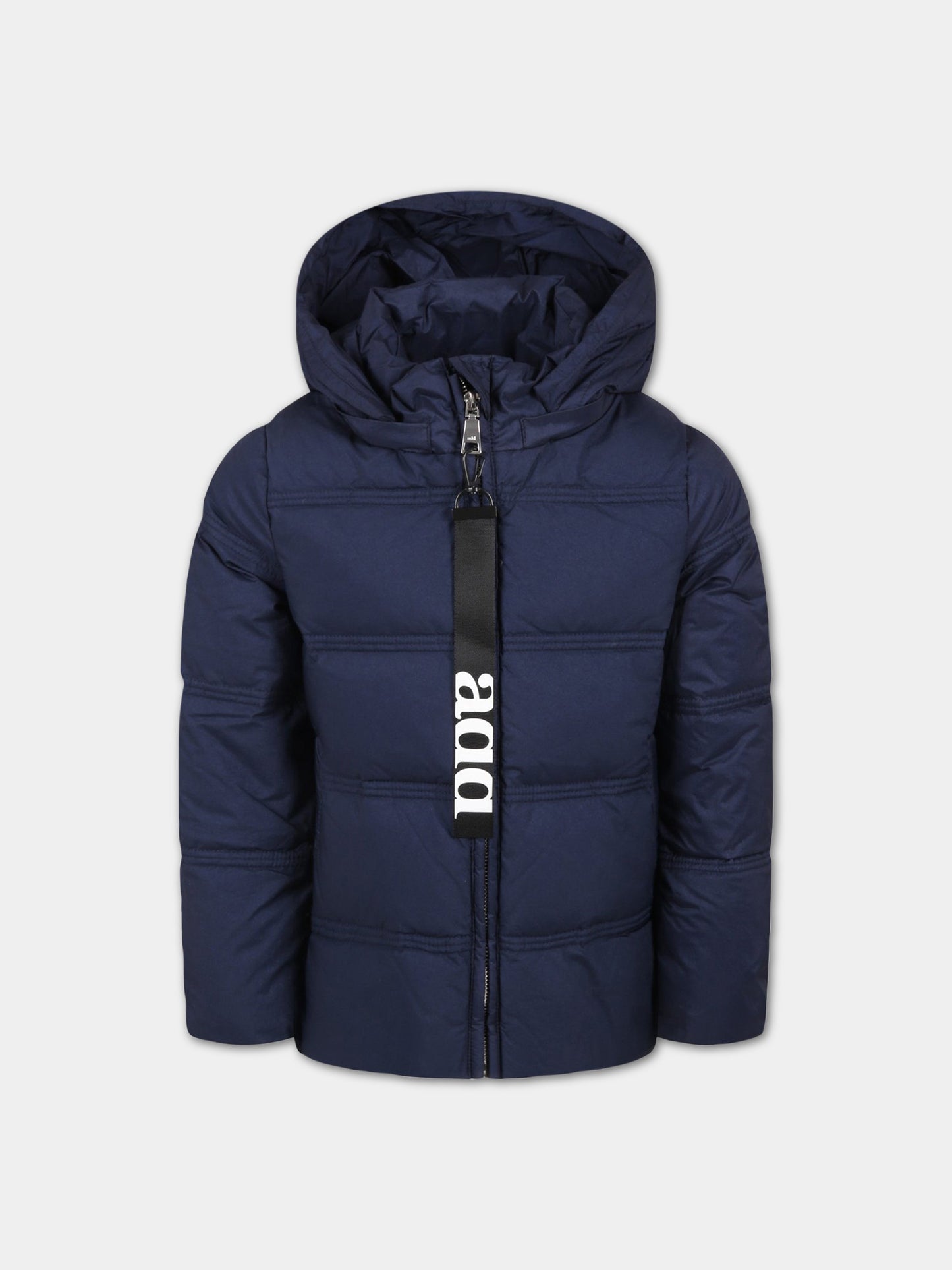 Piumino blu per bambina con logo,Add,ADFGB004 YA186 4010