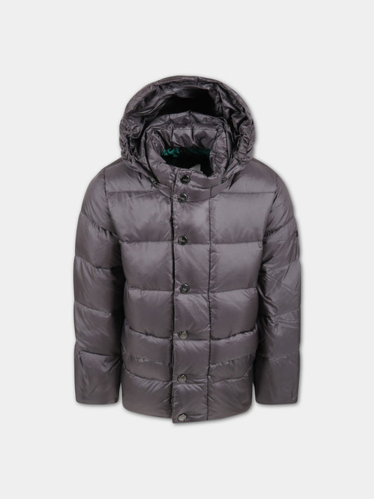 Piumino grigio per bambino con logo,Add,ADMGB002 YA278 5010