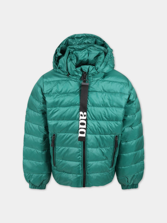Piumino verde per bambino con logo,Add,ADMGB003 YA278 1010