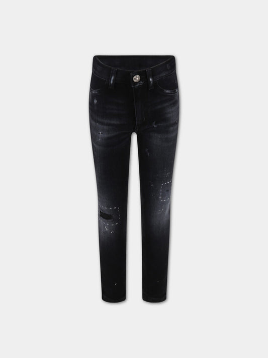 Jeans  Appetite  nero per bambina con dettagli bianchi,Dondup Kids,DFPA102 YD027 N020