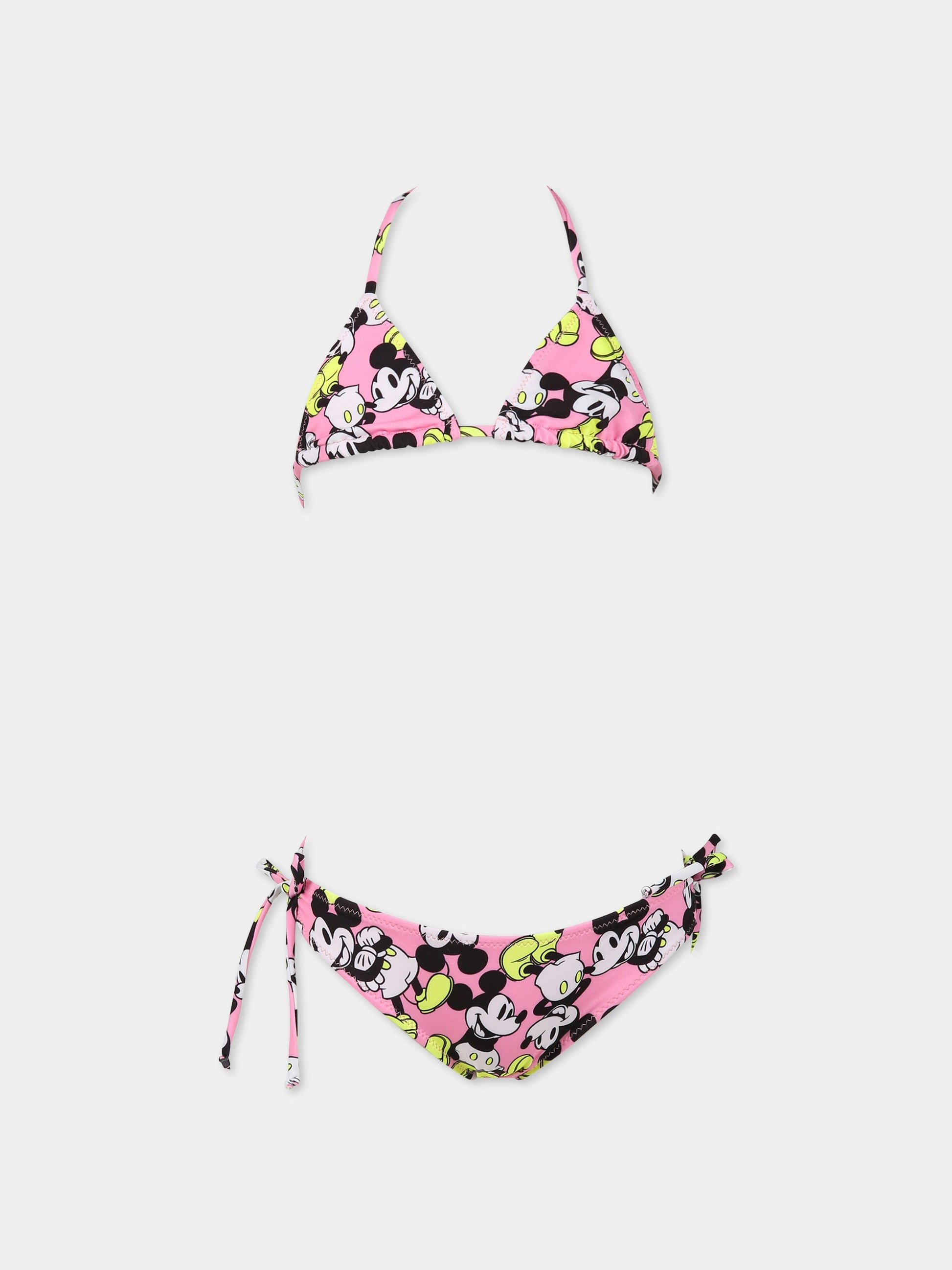 Bikini rosa per bambina con stampa Topolino e logo,Mc2 Saint Barth,HOLLY MICKEY SMILE 25