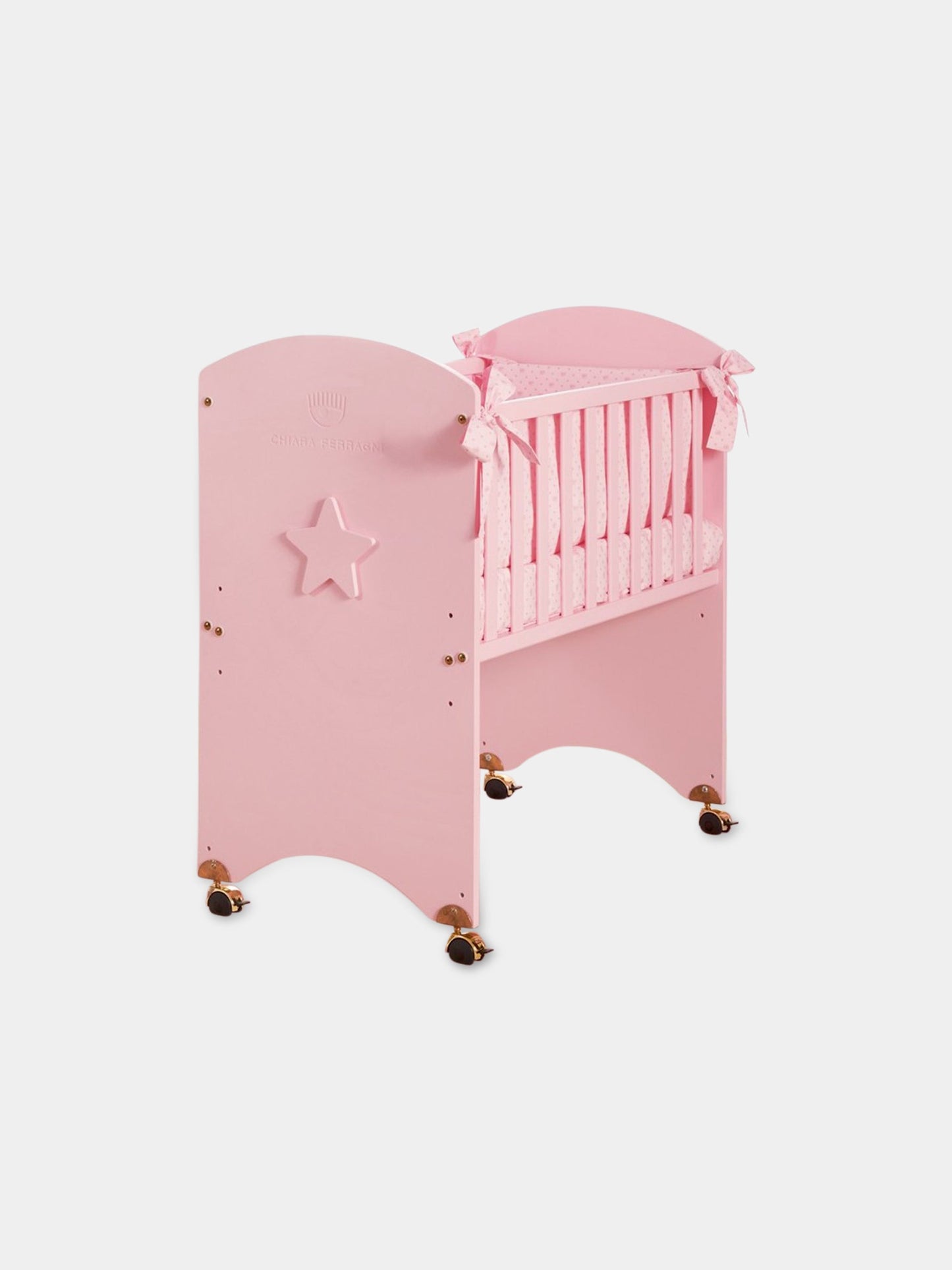Lettino rosa co-sleeping per neonati con logo,Chiara Ferragni Homewear,CF201R