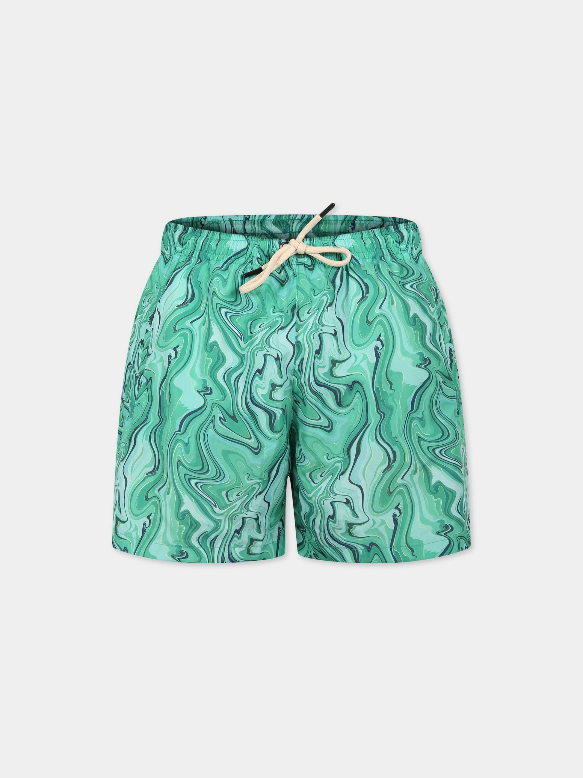 Boxer mare verde per bambino con stampa Malakite,Matineè,BBM4028 PETIT ALEXANDRE MALAKITE VERDE