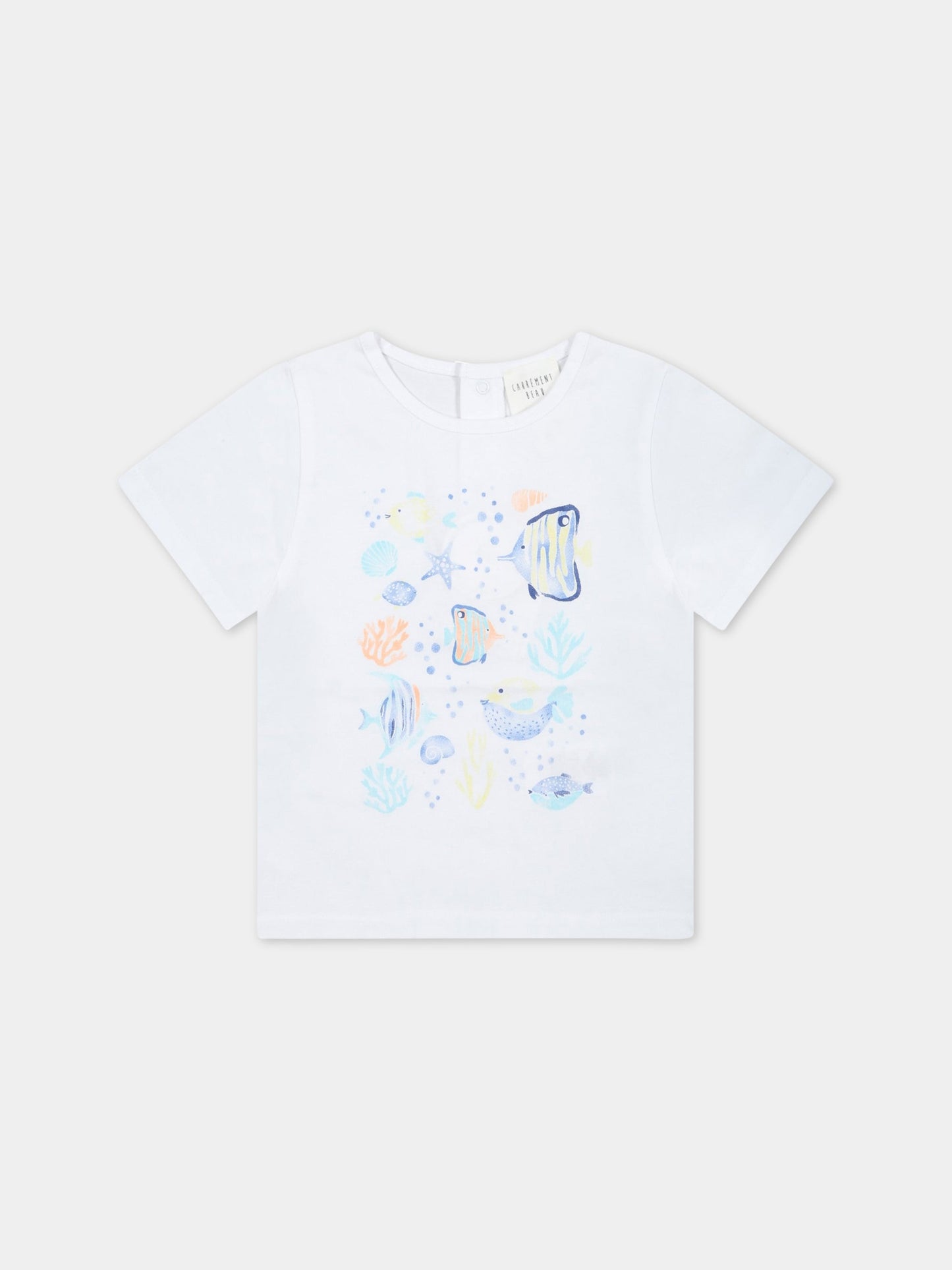 T-shirt bianca per neonato con stampa marina,Carrement Beau,Y05249 10P