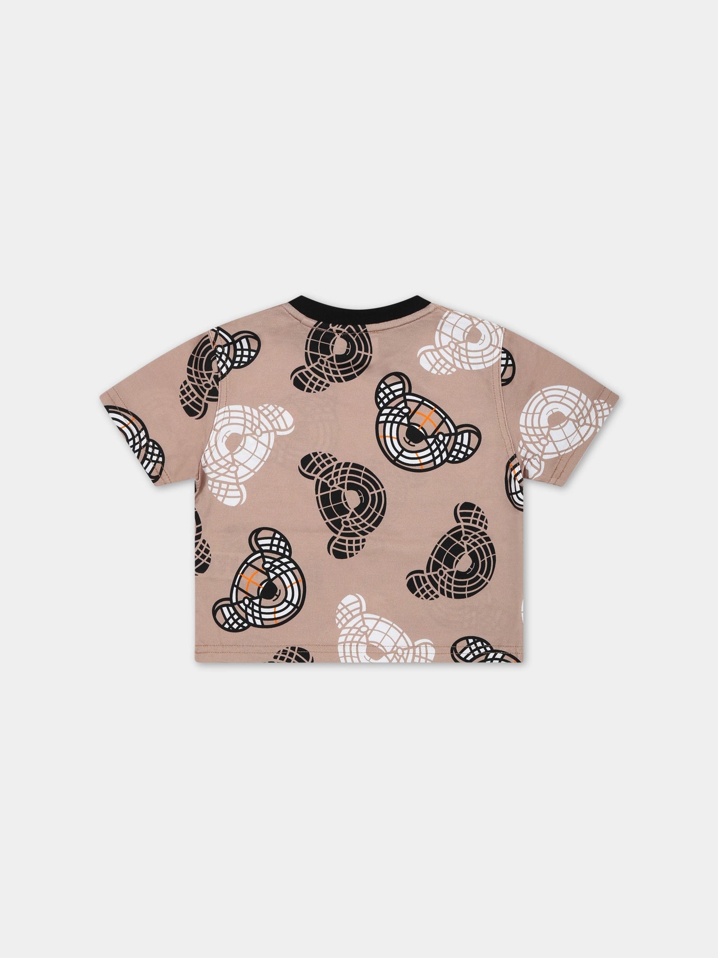 T-shirt beige per neonato con iconici Thomas Bears all-over,Burberry Kids,8062313