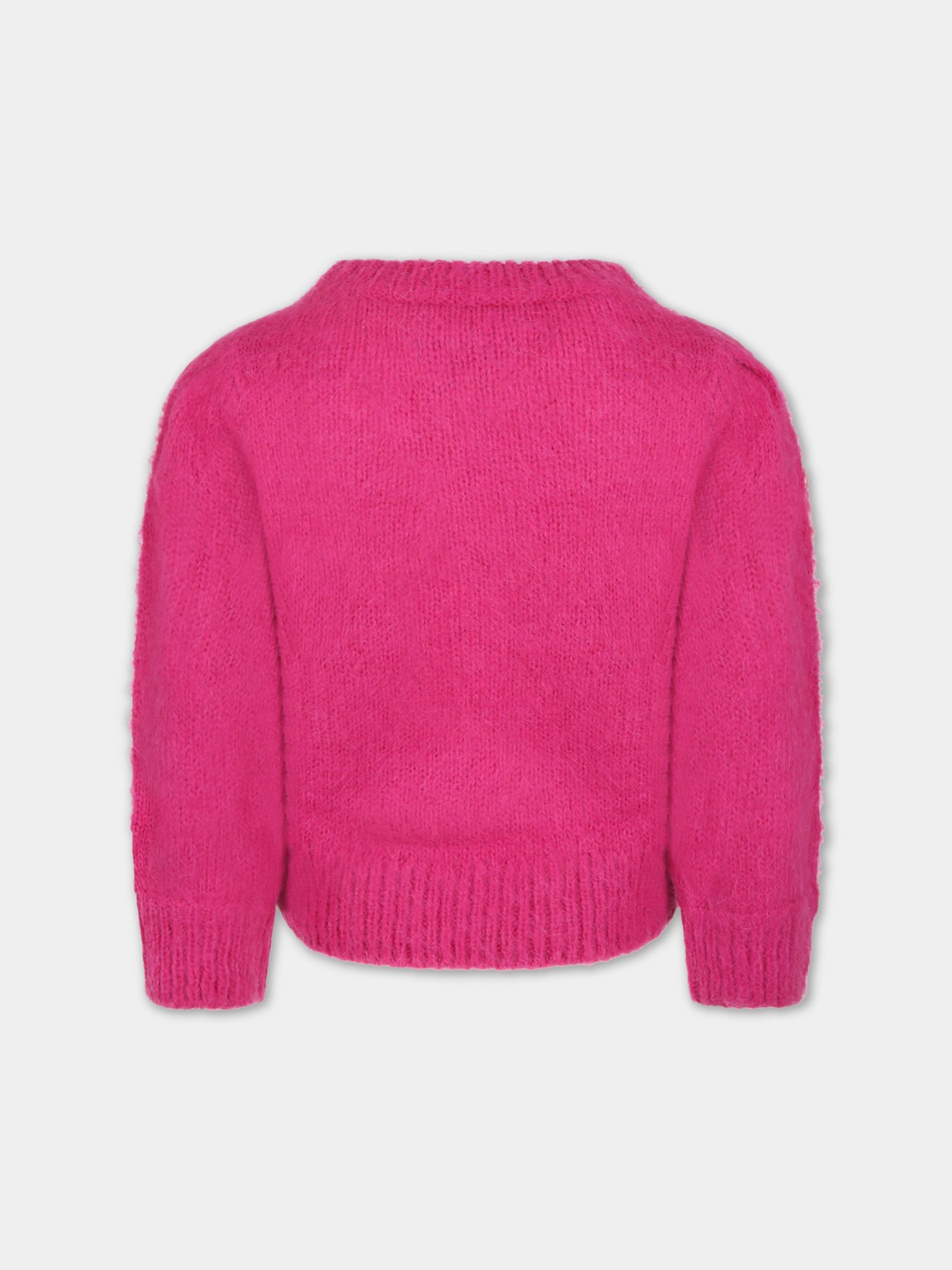 Maglione fucsia per bambina con patch a forma di orso,Mc2 Saint Barth,00966C