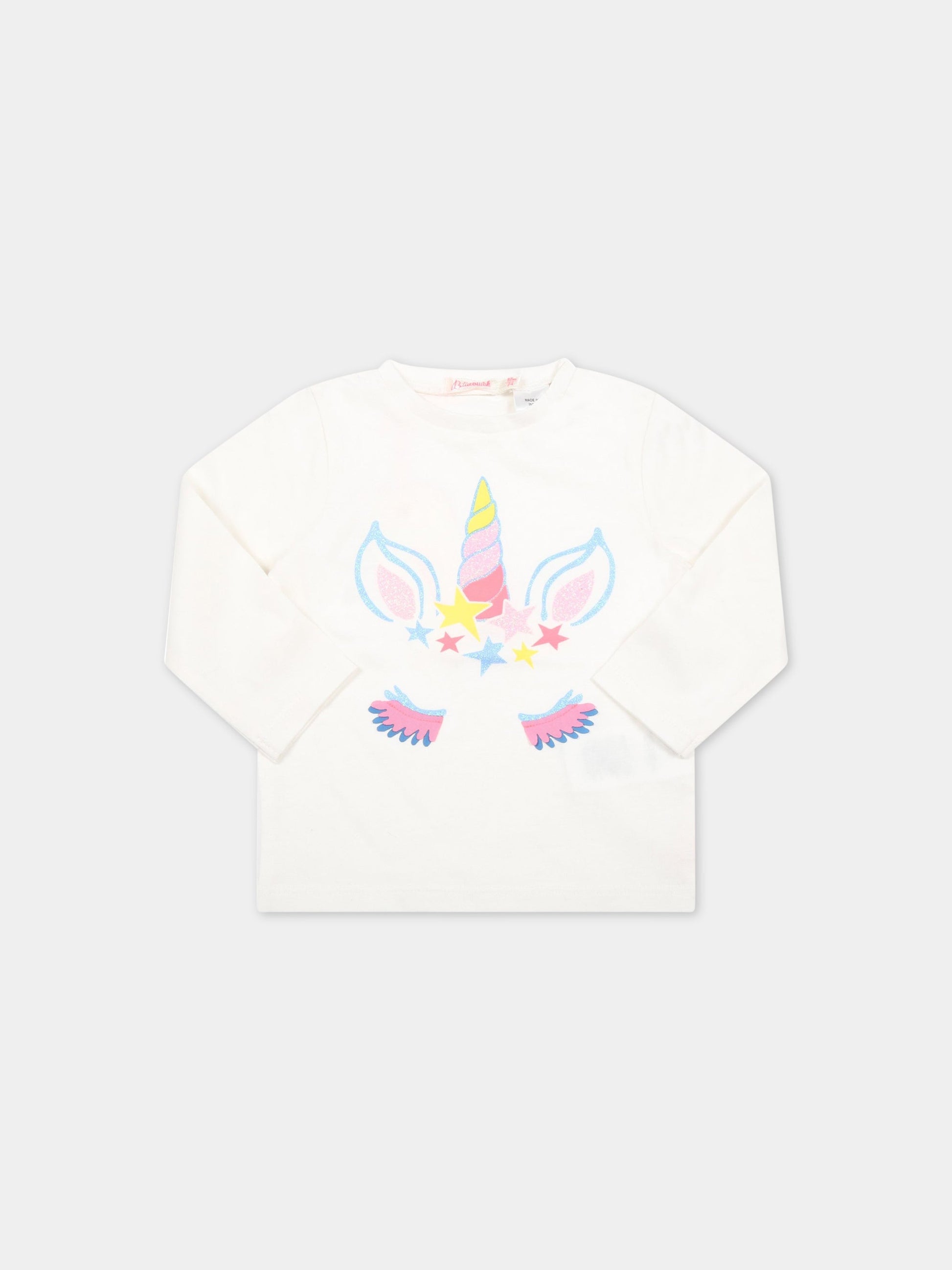 T-shirt avorio per neonata con unicorno,Billieblush,U05364 121