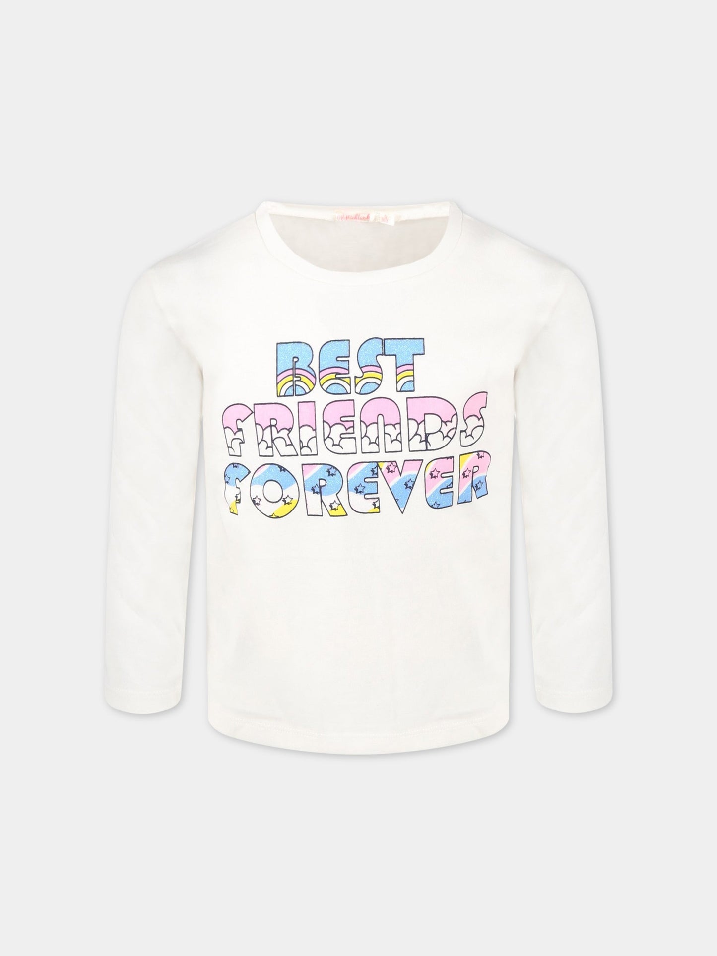 T-shirt avorio per bambina con scritta,Billieblush,U15922 121