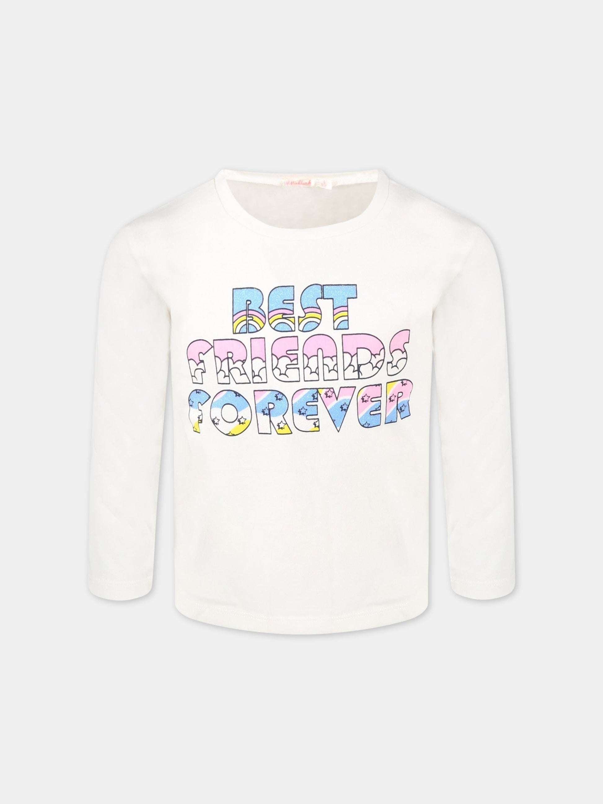 T-shirt avorio per bambina con scritta,Billieblush,U15922 121