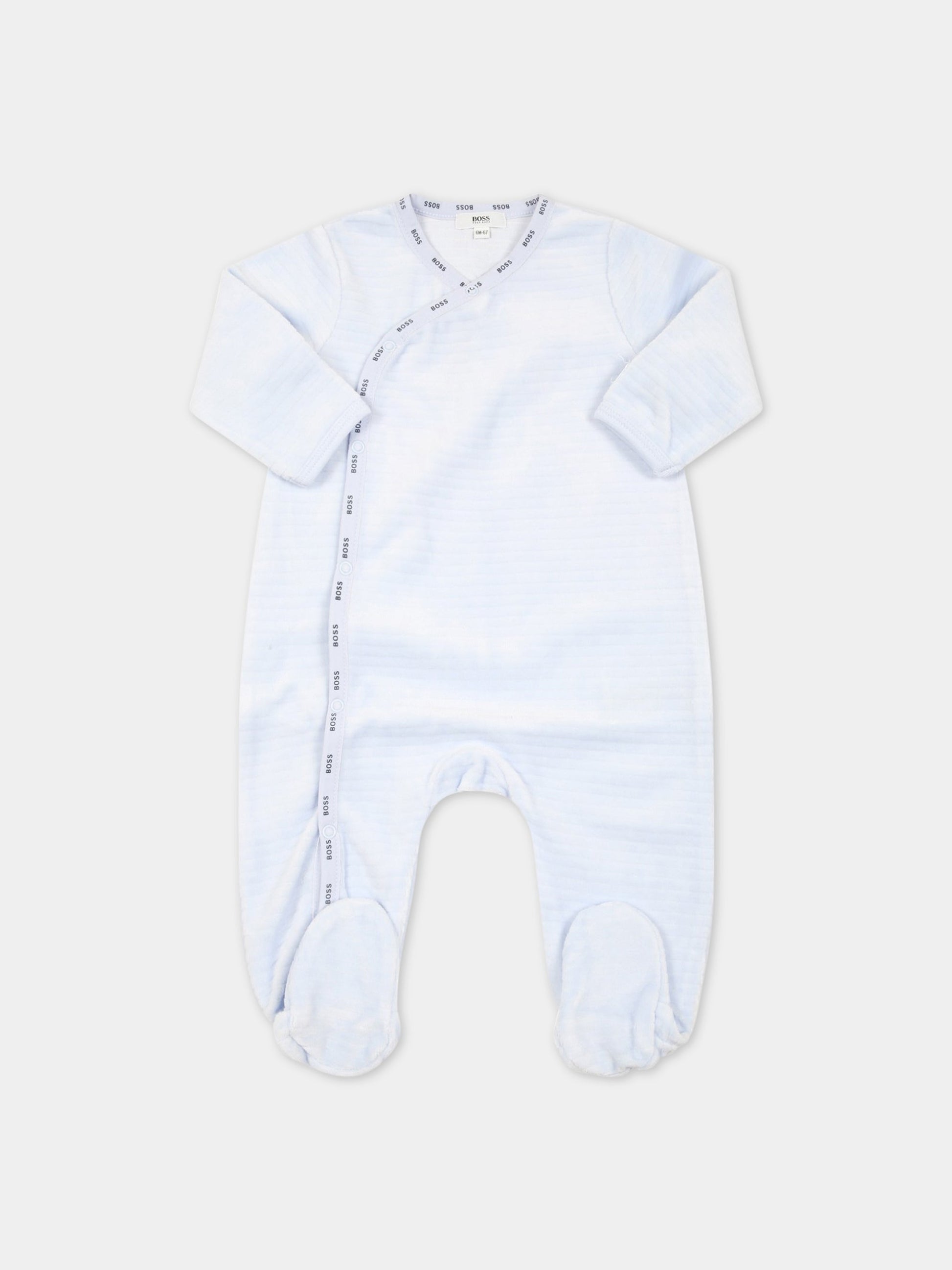 Tutina celeste per neonato con logo blu,Hugo Boss,J97180 771