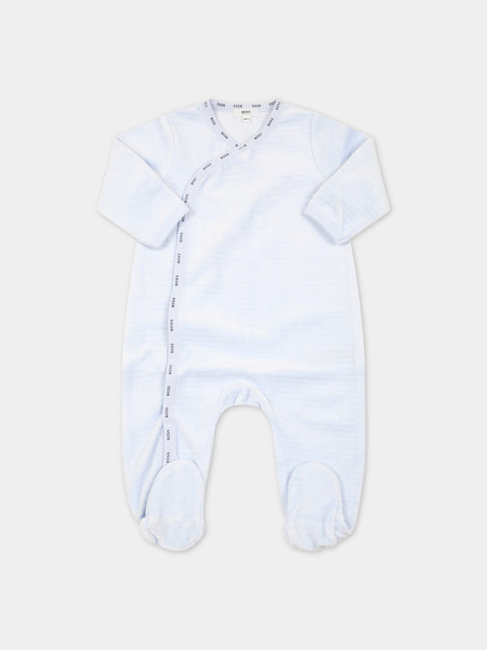 Tutina celeste per neonato con logo blu,Hugo Boss,J97180 771