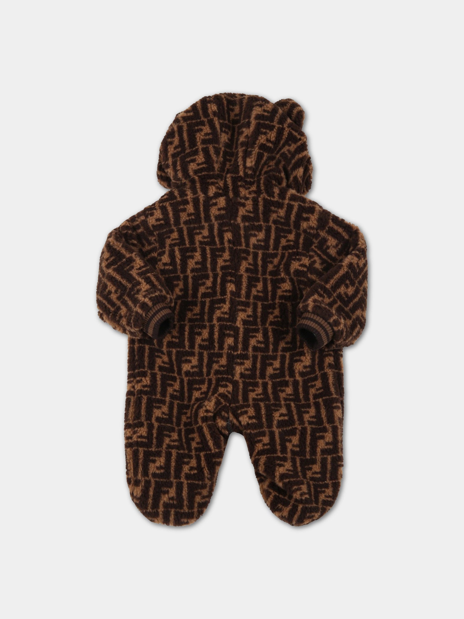 Tutina marrone per neonato con doppia FF,Fendi Kids,BUA061 AJ2M F15B6