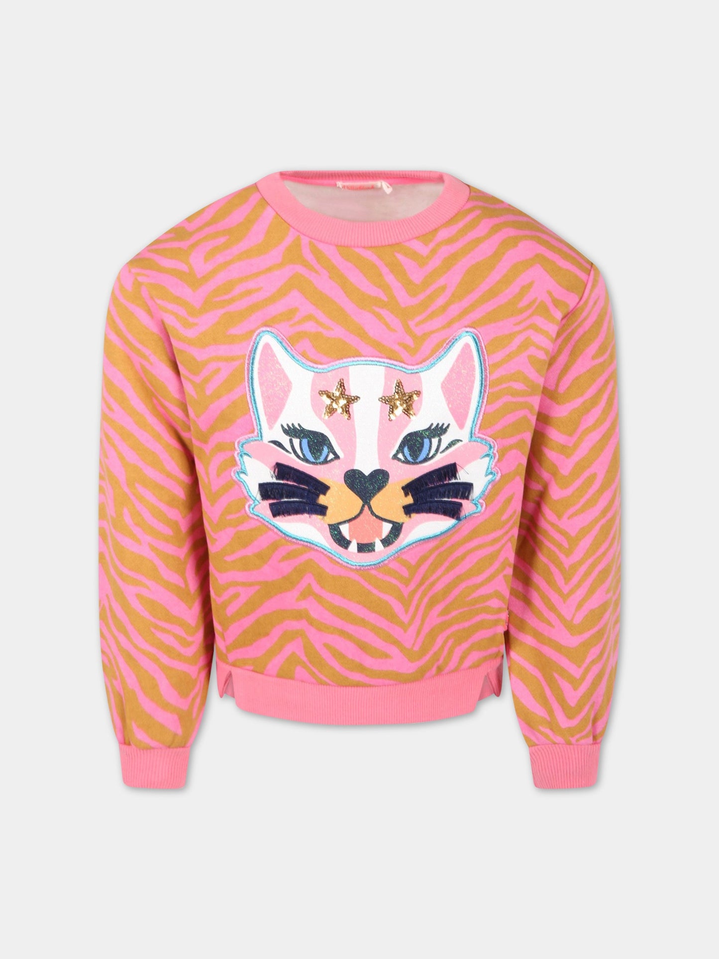 Felpa rosa per bambina con gatto,Billieblush,U15A29 44G