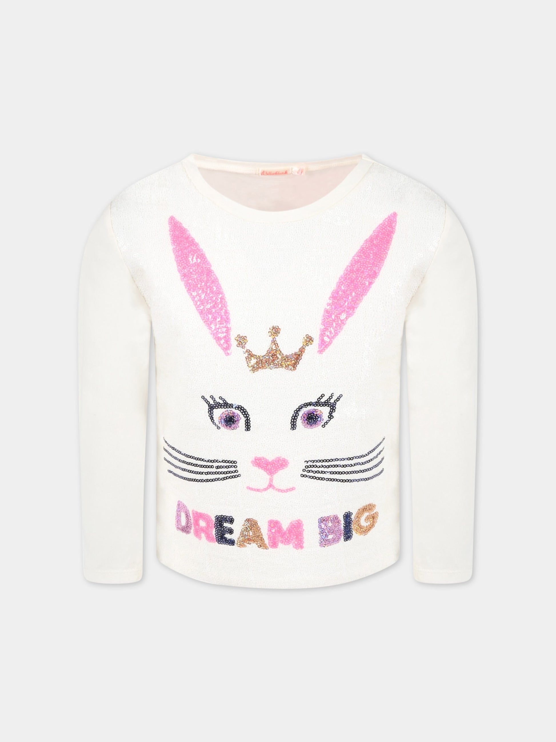 T-shirt avorio per bambina con stampa,Billieblush,U15A49 121