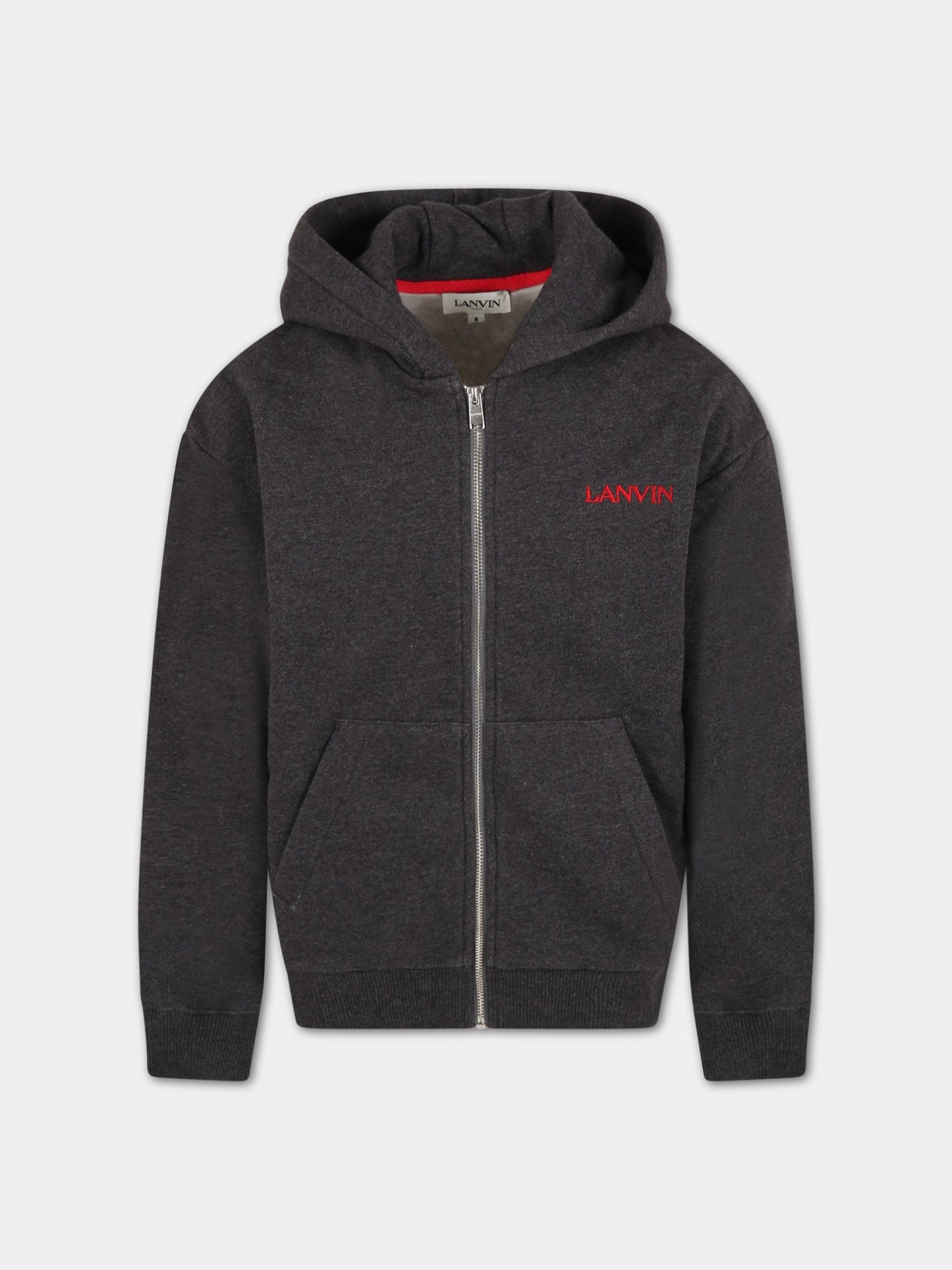 Felpa grigia pe bambino con logo,Lanvin Petite,N25094 A85