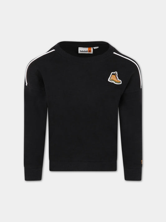Felpa nera per bambino con iconica scarpa,Timberland,T25T60 09B