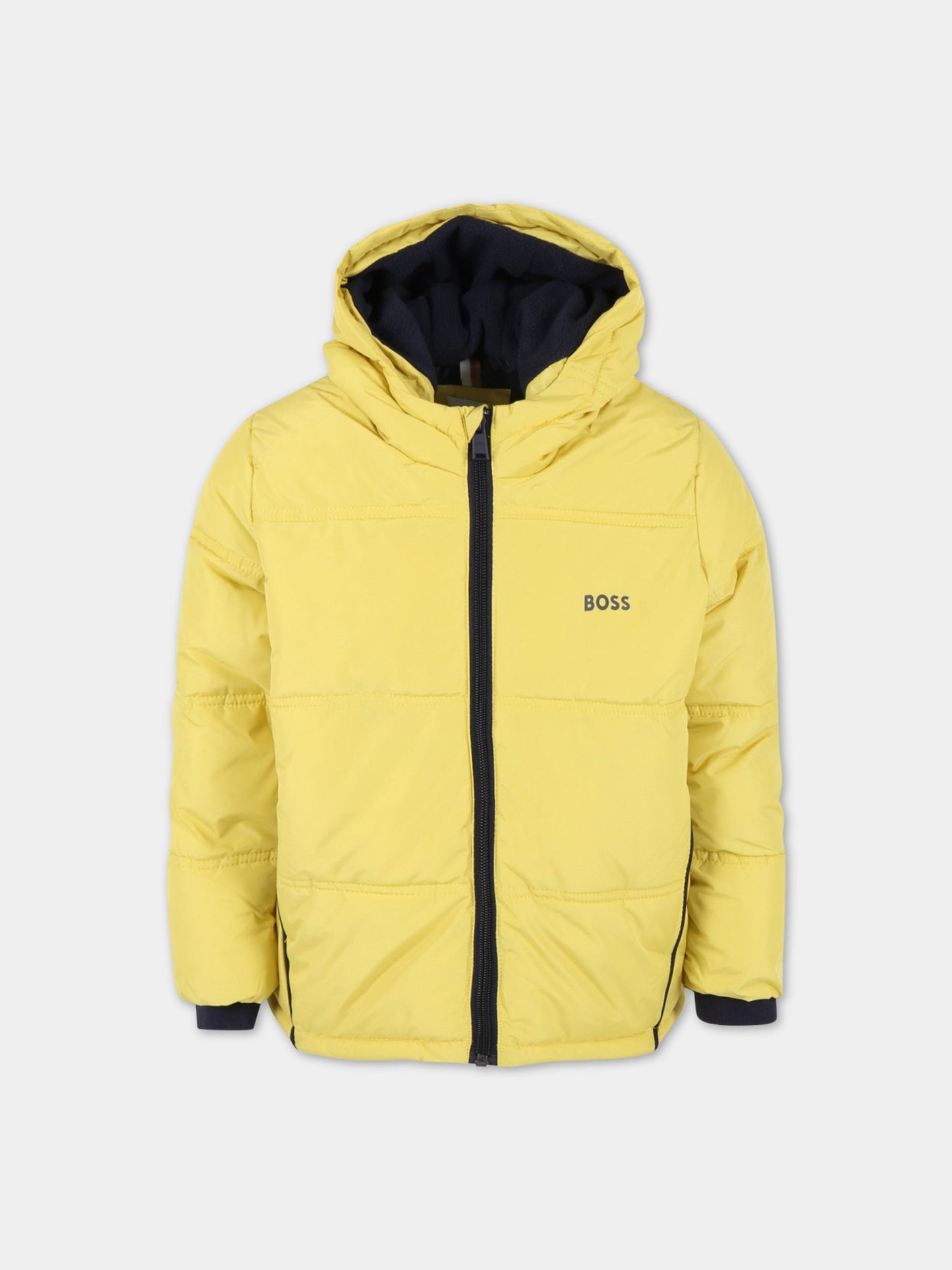 Piumino giallo per bambino con logo,Hugo Boss,J26488 616