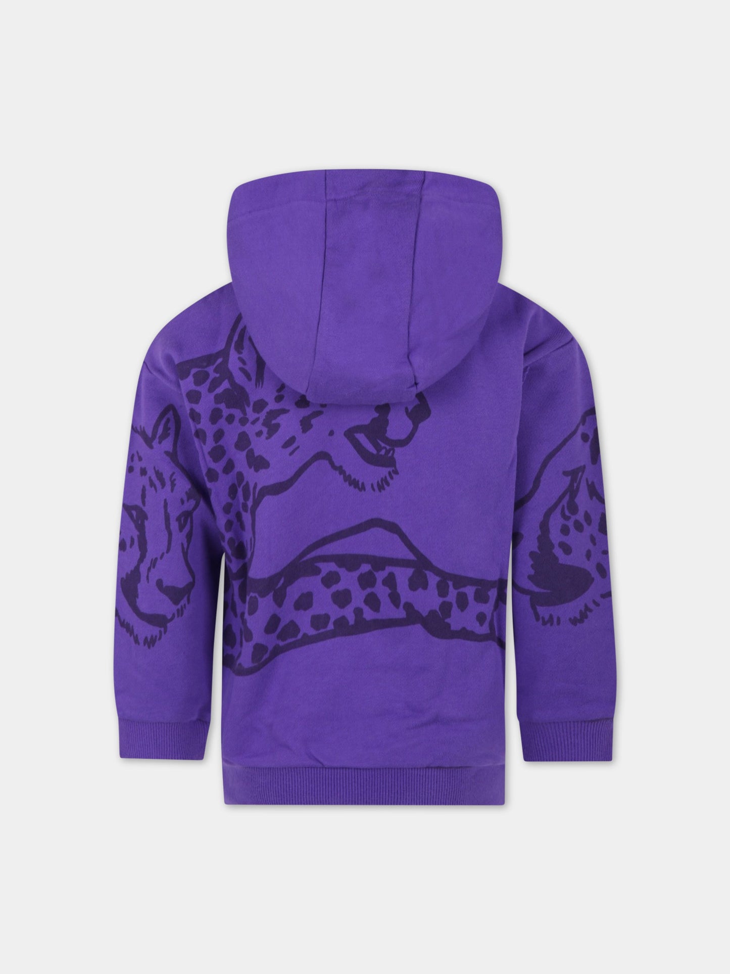 Felpa viola per bambina con elefante,Kenzo Kids,K15577 942