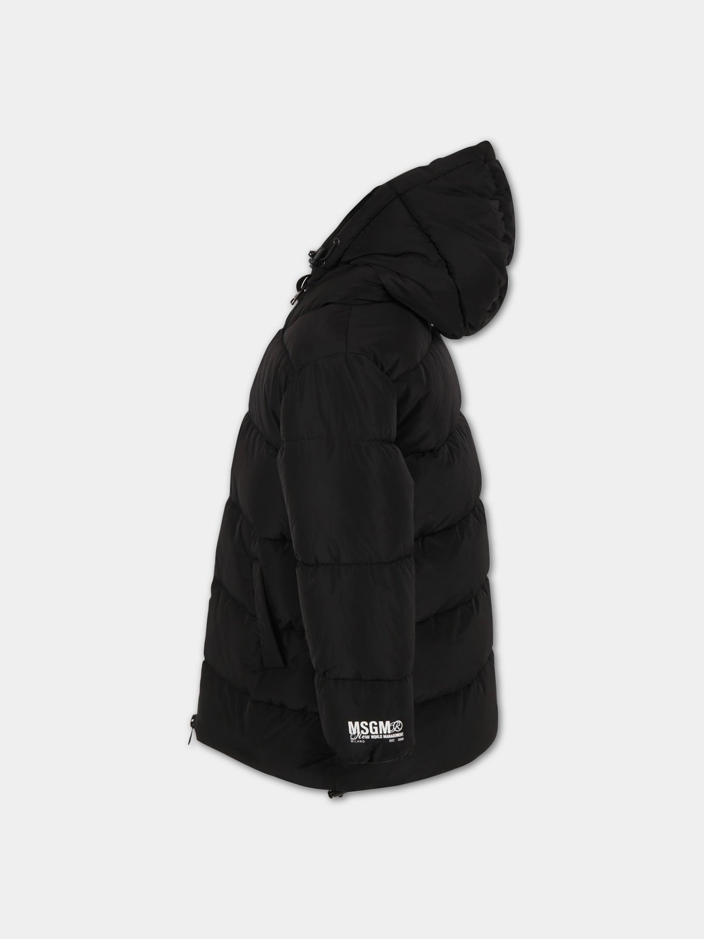 Piumino nero per bambino con logo,Msgm Kids,MS029115 110