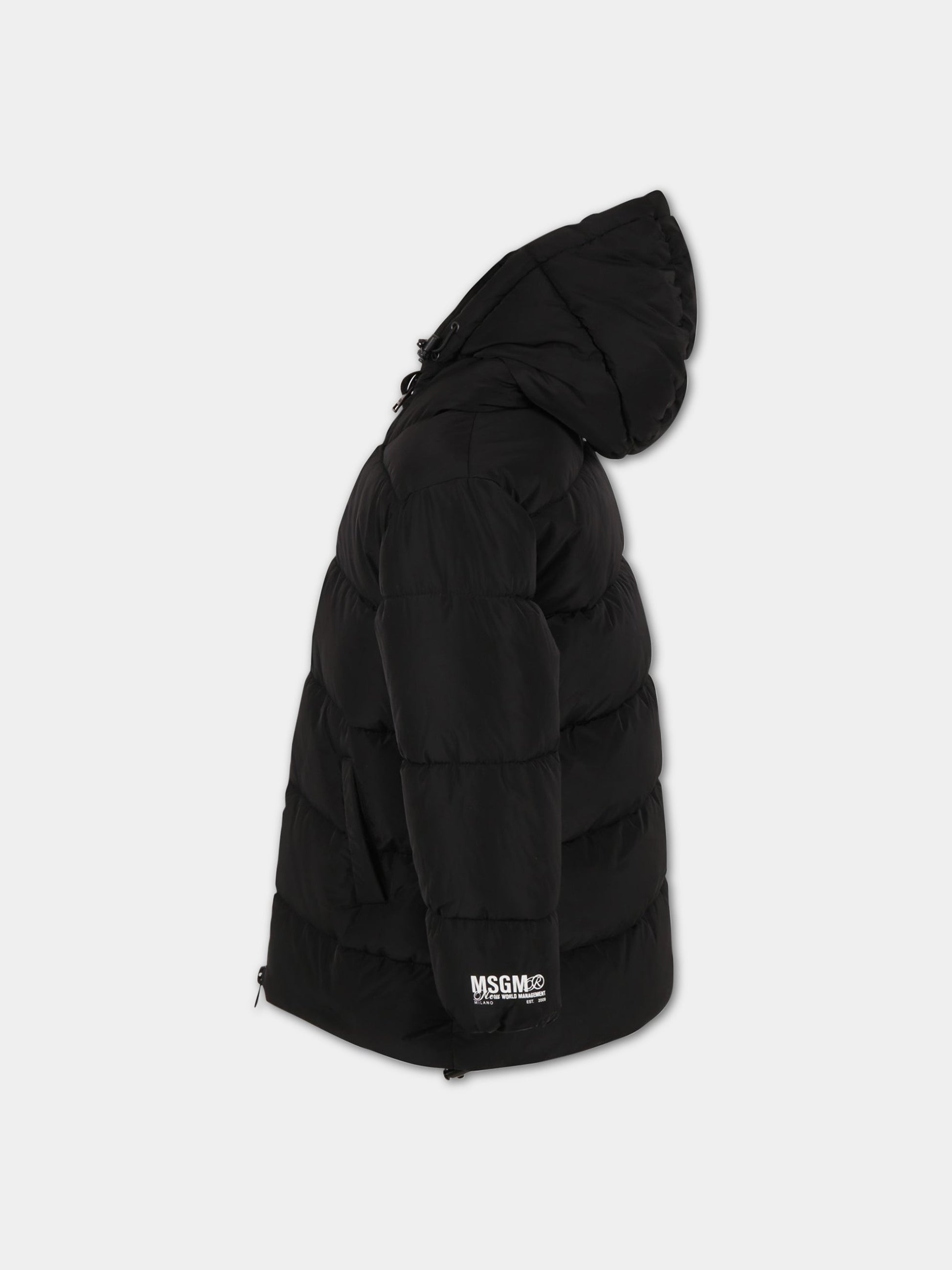 Piumino nero per bambino con logo,Msgm Kids,MS029115 110