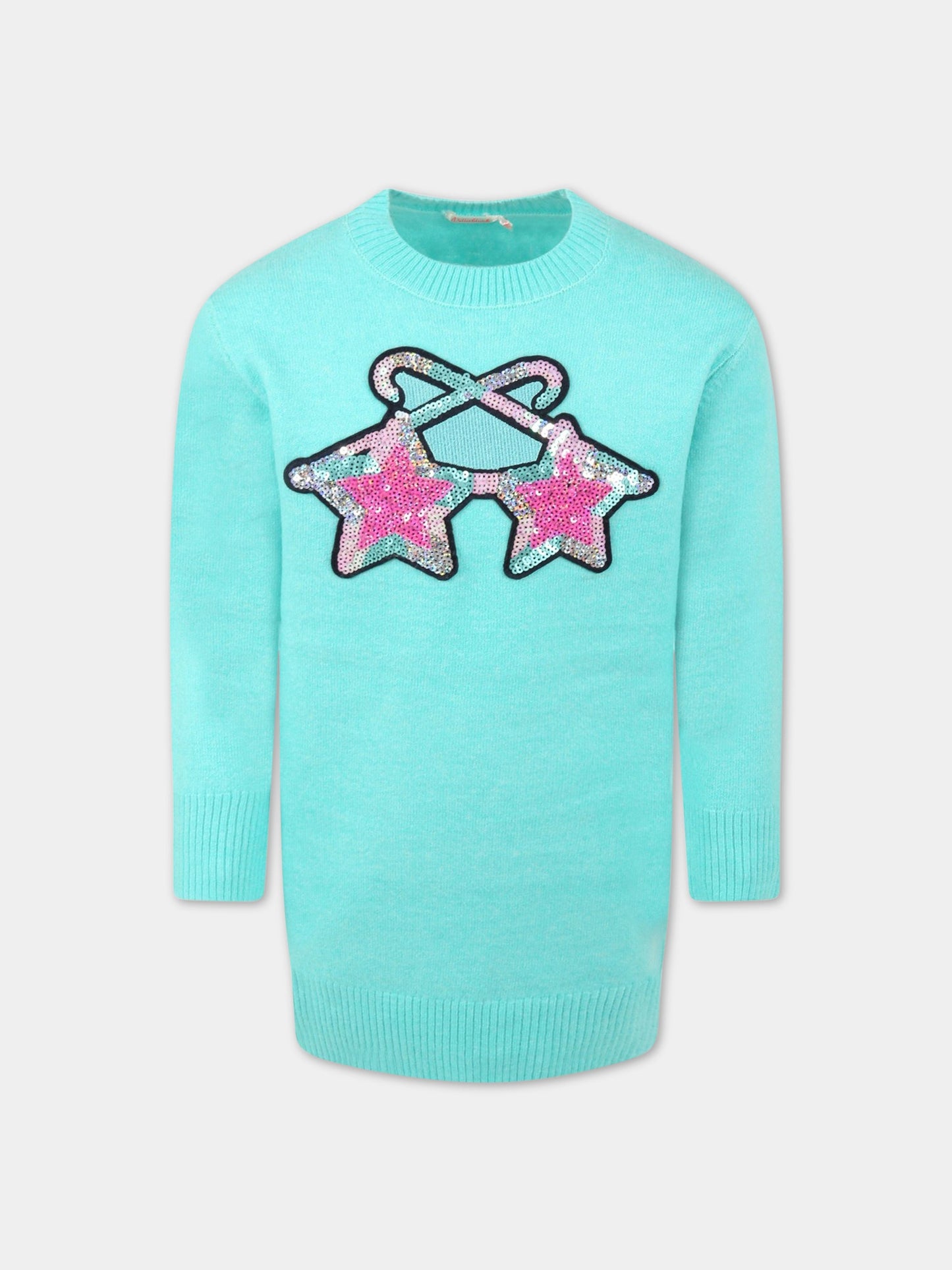 Vestito verdeacqua per bambina con occhiali da sole,Billieblush,U12756 75P