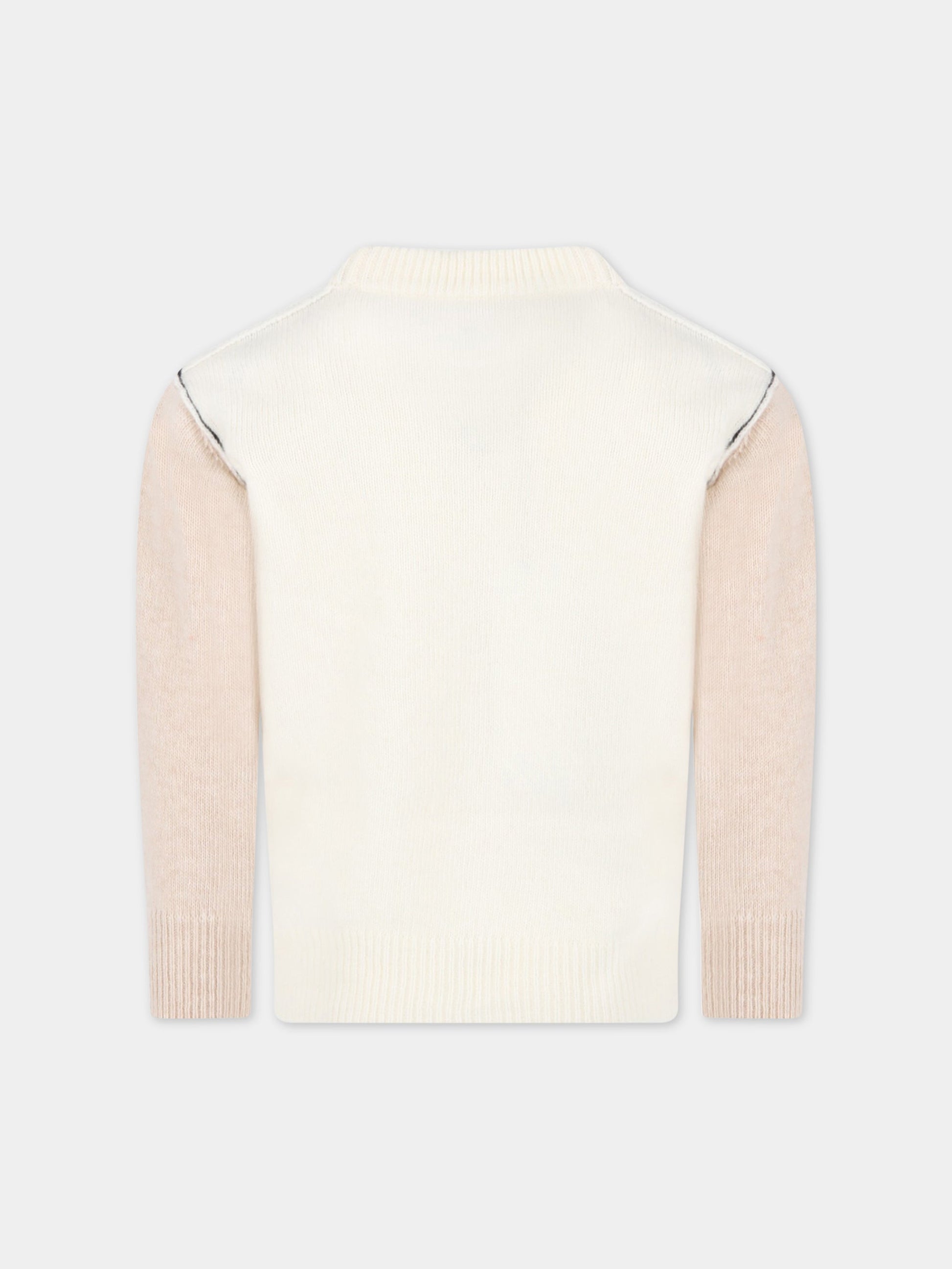 Maglione avorio per bambini con logo nero,Marni Kids,M00539 M00K4 0M101