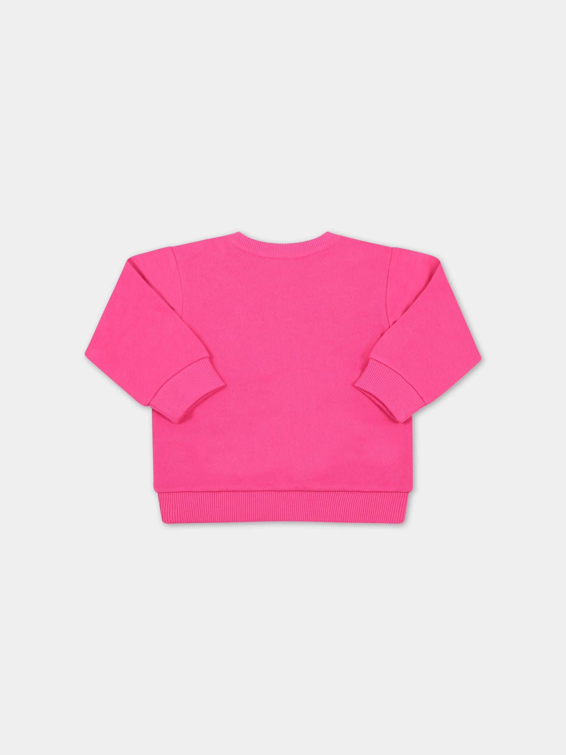 Felpa fucsia per neonata con loghi bianchi,Balmain Kids,6R4520 Z0001 514BC