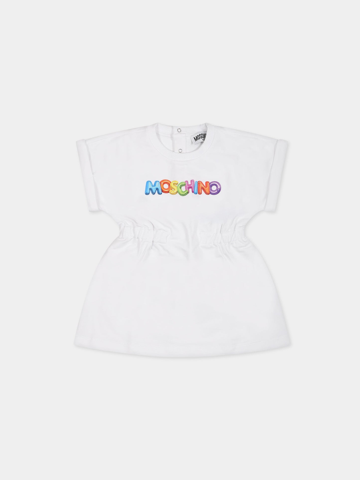 Vestito bianco per neonata con logo,Moschino Kids,MAV09R  LDA00 10101