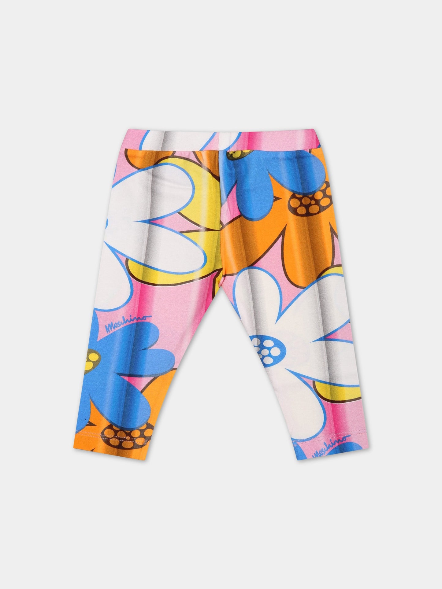 Leggings multicolor per neonata con stampa,Moschino Kids,M2P02N LBB3D 84606
