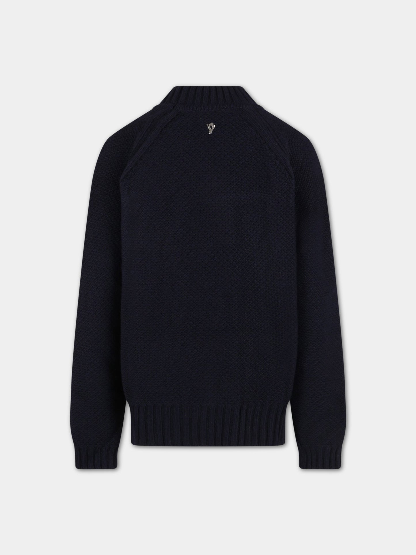 Maglione blu per bambina con patch logato,Dondup Kids,DFMA53C KD005 4004