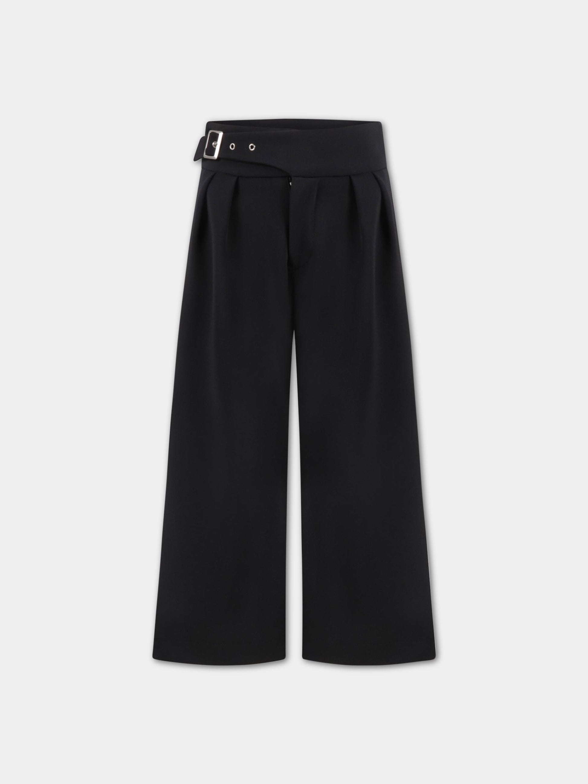 Pantaloni neri culotte per bambina con patch logato,Dondup Kids,DFPA166 KD005 N003