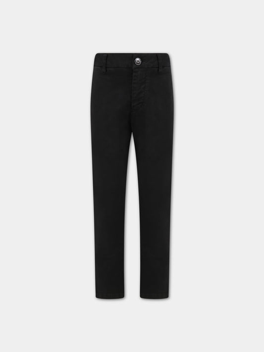 Pantaloni neri per bambino con patch logato,Dondup Kids,DMPA213 KD001 N000