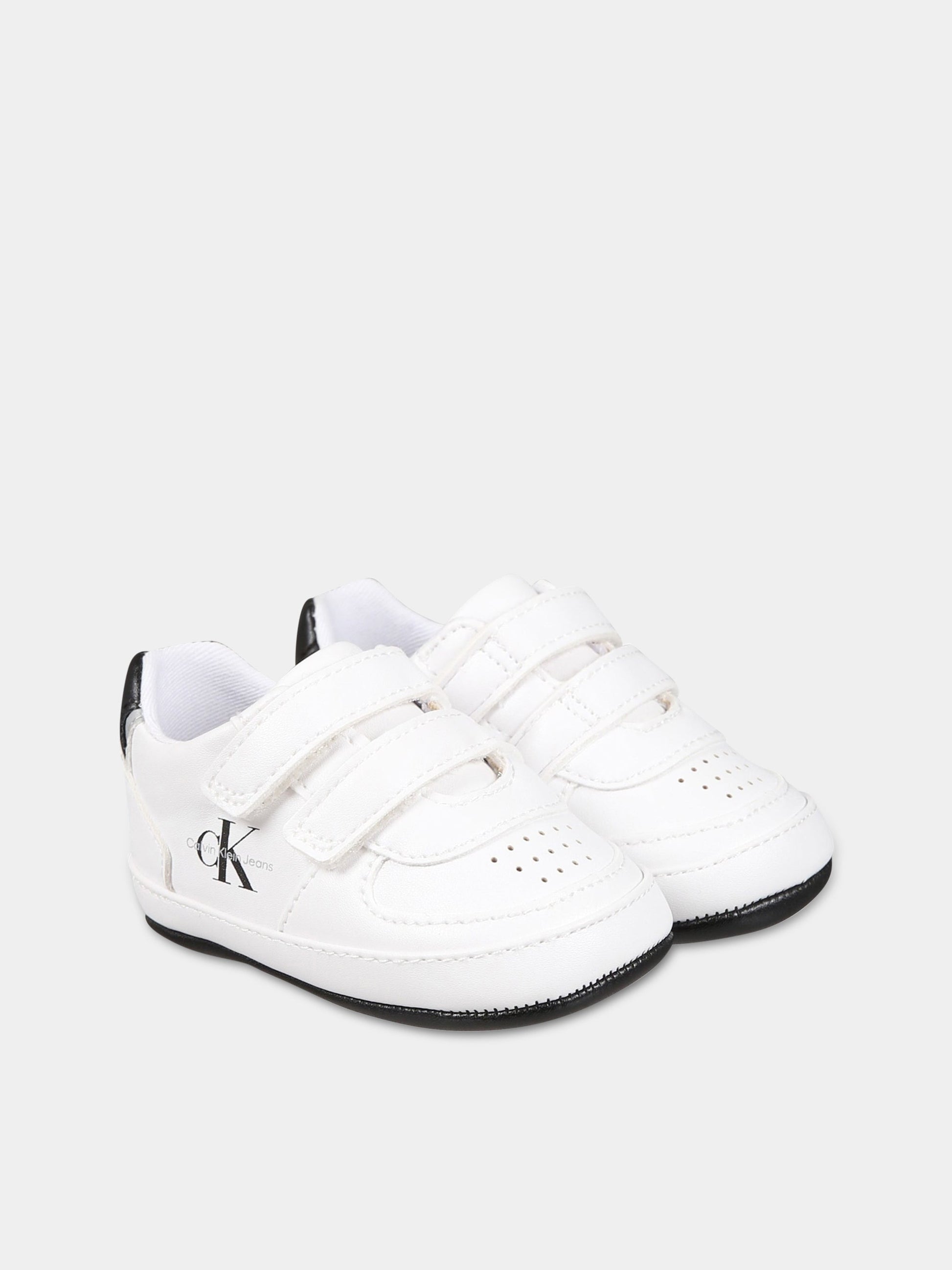 Sneakers bianche per neonati con logo,Calvin Klein Kids,V0B4 80540 1582X002
