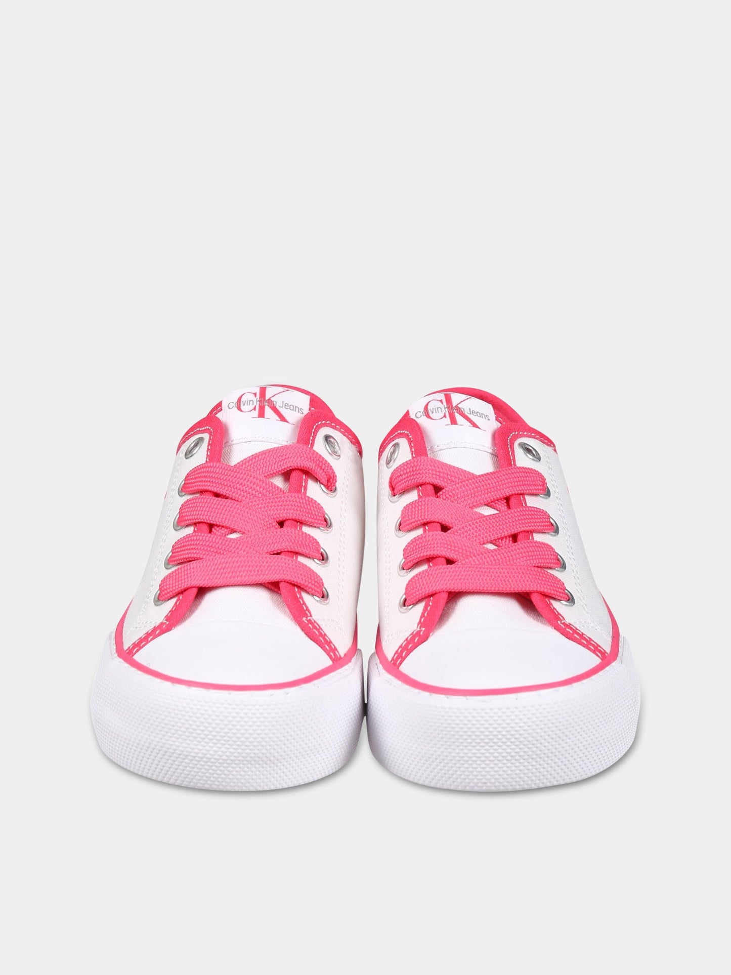 Sneakers bianche per bambina con logo,Calvin Klein Kids,V3A9 80483 0890X030