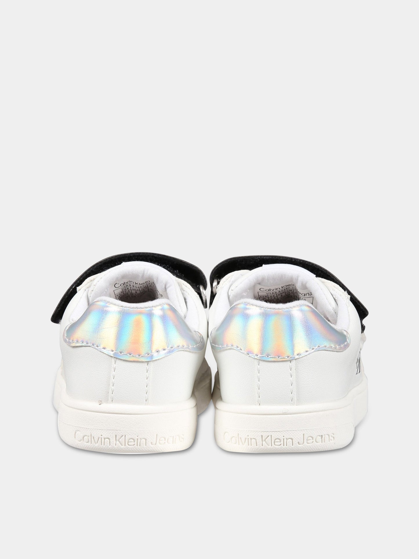 Sneakers bianche per bambina con logo,Calvin Klein Kids,V1A9 80467 1355Y220