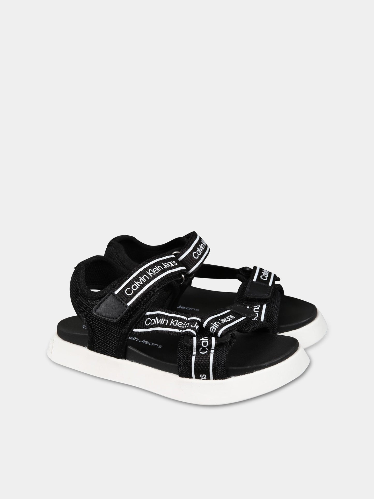 Sandali neri per bambina con logo,Calvin Klein Kids,V3B2 80619 0034999
