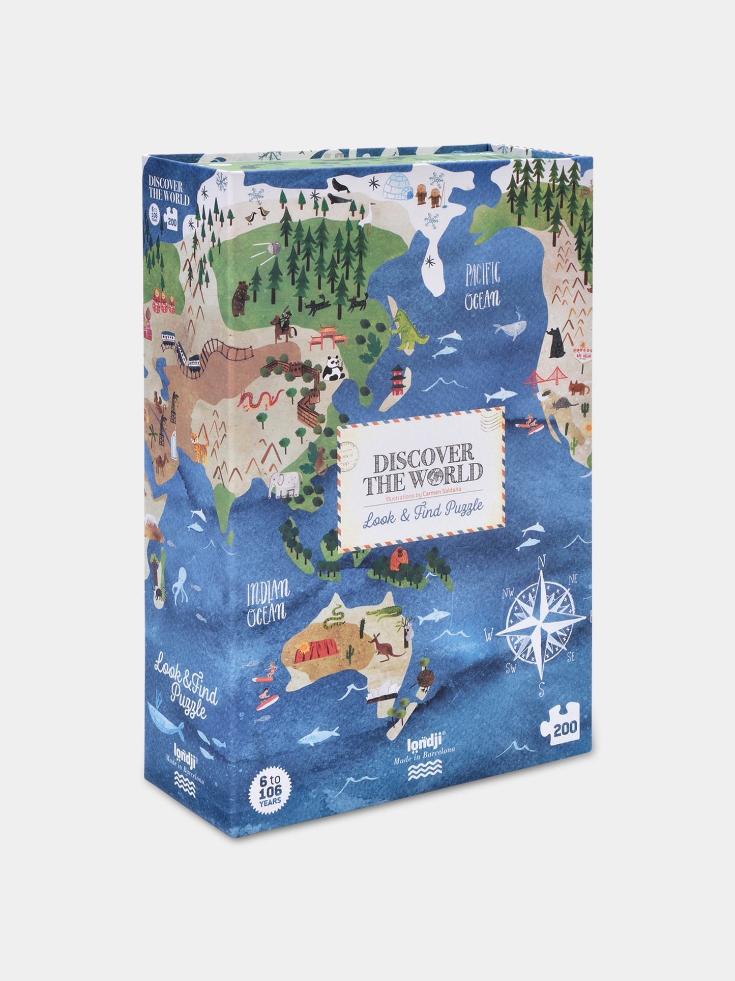 Puzzle multicolor per bambini con mappa del mondo,Londji,PZ392U