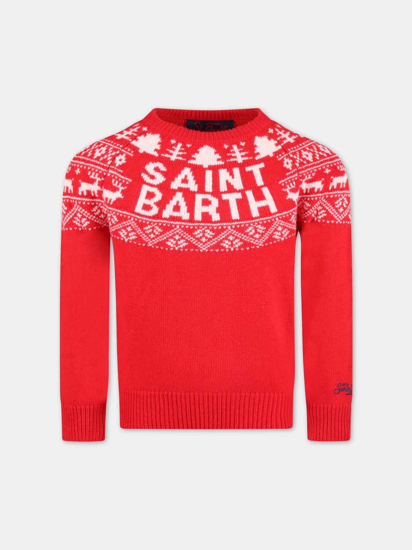 Maglione rosso per bambino con logo bianco,Mc2 Saint Barth,DOU0001 REDB41